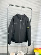 stone island ミリタリー ジャケットコピー 防風 暖かい カップル フード付き ブラック