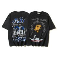 セントマイケルスーパーコピー半袖Tシャツコットンブラック柔らかい花柄ダメージ加工