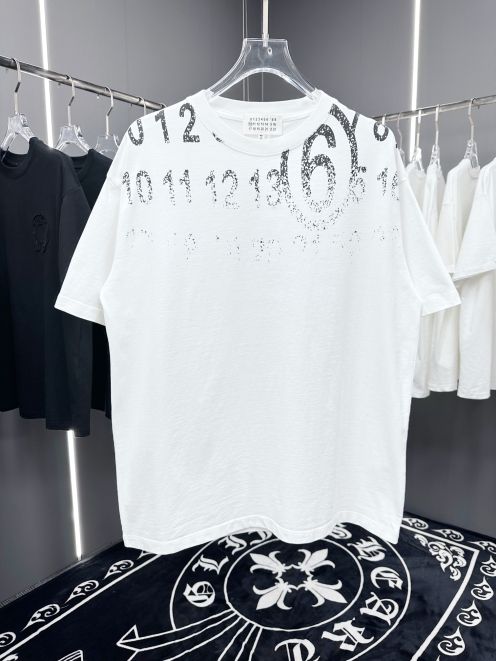 メゾンマルジェラ2024新作コピー半袖Tシャツコットンホワイト柔らかい花柄春夏刺繍
