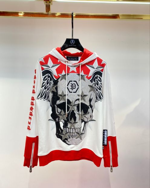 2023年新作 フィリッププレイン tシャツコピー パーカー スカルプリント ファッション 純綿 ホワイト