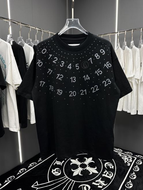 メゾンマルジェラ激安通販コピー半袖Tシャツコットンブラック柔らかい春夏高級花柄