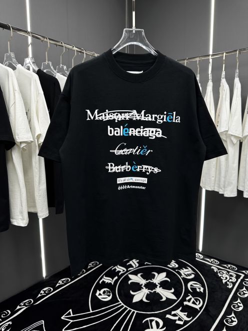 メゾンマルジェラ定番人気物コピー半袖Tシャツコットンブラック柔らかい春夏高級花柄