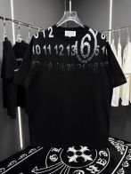 メゾンマルジェラ定番人気物コピー半袖Tシャツコットンブラック柔らかい花柄春夏刺繍