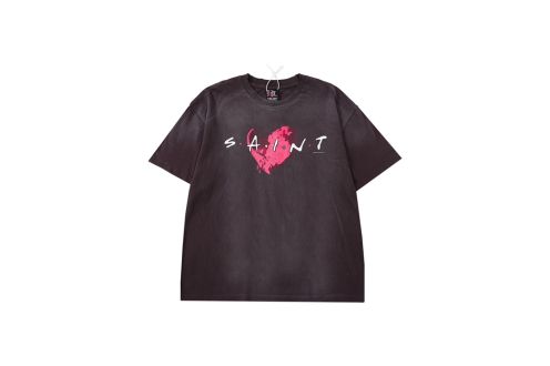 セントマイケル定番人気物コピー半袖Tシャツコットンブラック柔らかい高級花柄ダメージ加工
