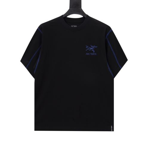 アークテリクス スプリット t シャツコピー 半袖Tシャツ 純綿 シンプル 吸汗 ブルーロゴ ブラック