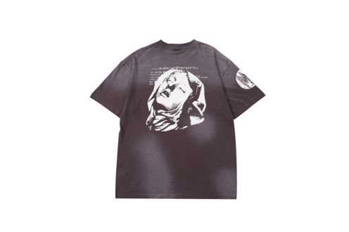 セントマイケル2024新作コピー半袖Tシャツコットンコーヒー色柔らかい高級花柄ダメージ加工