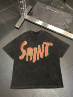 セントマイケル定番人気物コピー半袖Tシャツコットンブラック柔らかい高級花柄ダメージ加工