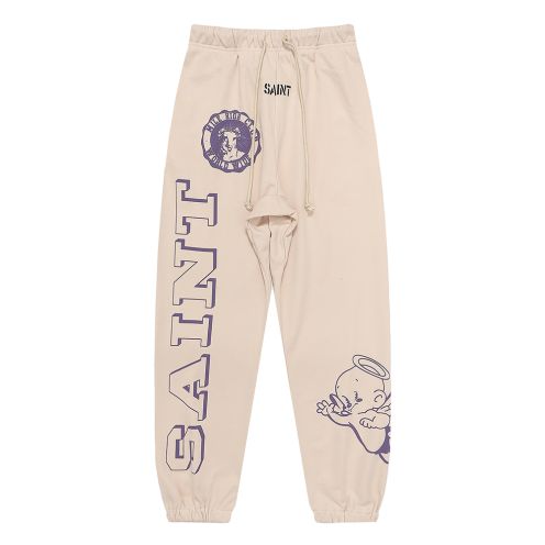 セントマイケルSAINTMICHAEL限定新品コピーズボンコットンベージュ柔らかい蒸れない花柄グラフィティ