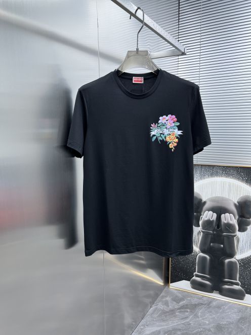 ケンゾーKENZO限定スーパーコピー半袖Tシャツコットンブラック柔らかい高級花柄