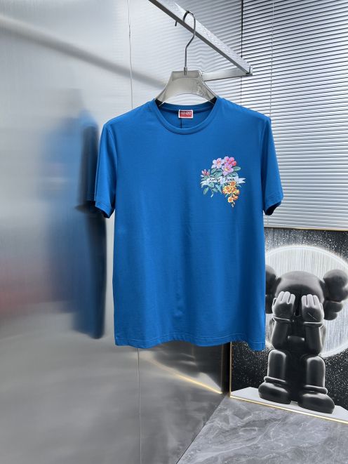 ケンゾー定番人気物スーパーコピー半袖Tシャツコットンブルー柔らかい高級花柄