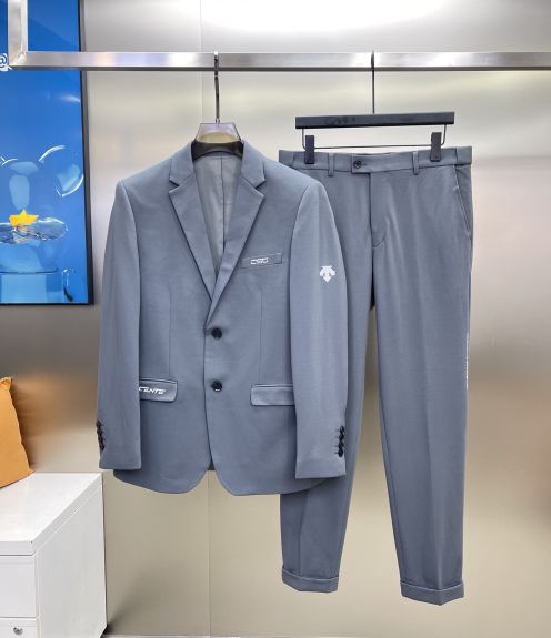 デサントスーツ 評判激安通販 就職スーツ フォーマル 礼服 結婚式 無地 2点セット 2色可選 ブルー