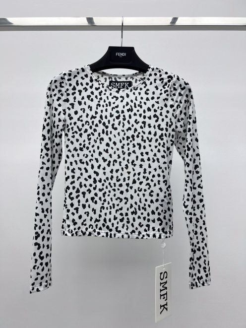 SMFKtシャツヤーンとはスーパーコピー 人気トップス 純綿 カジュアル 長袖Tシャツ シンプル 水玉模様 ホワイト