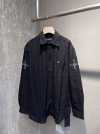 触り心地のいい SMFKシャツ 赤ｎ級品 人気トップス 長袖 ビジネス カジュアル 刺繡シャツ ブラック