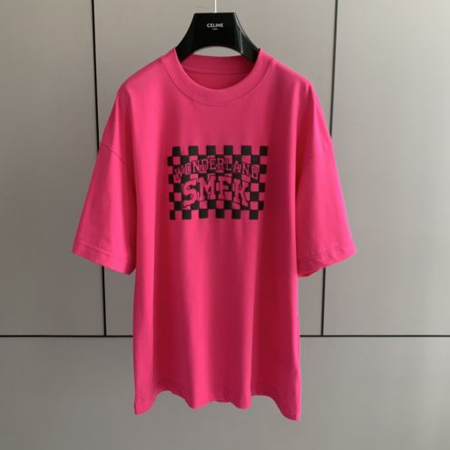 夏 新作登場 SMFKtシャツアメカジ激安通販 純綿 人気トップス 短袖 ゆったり 男女兼用 ローズレッド