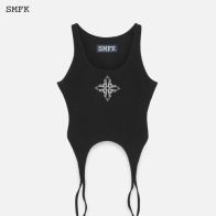 smfk 中国スーパーコピー 純綿 ジレー 無袖トップス セクシー 半身Tシャツ ブラック