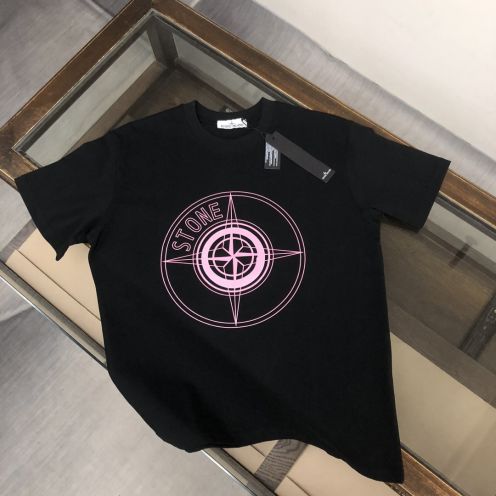 人気定番可愛いストーン アイランド t シャツｎ級品 日常トップス 純綿トップス ゆったり 人気販売 2色可選 ブラック