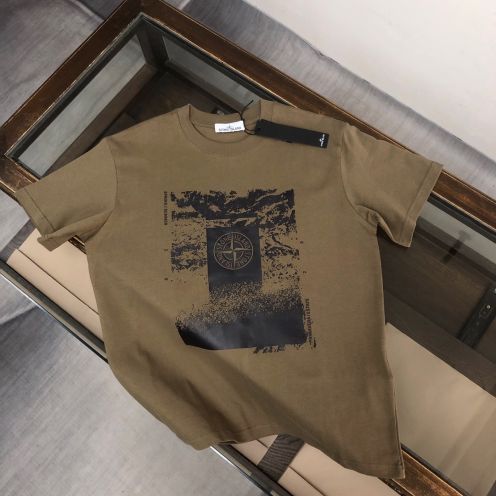 触り心地のいいストーン アイランド シャツスーパーコピー 日常トップス 純綿Tシャツ柔らかい 人気品 4色可選 ブラック