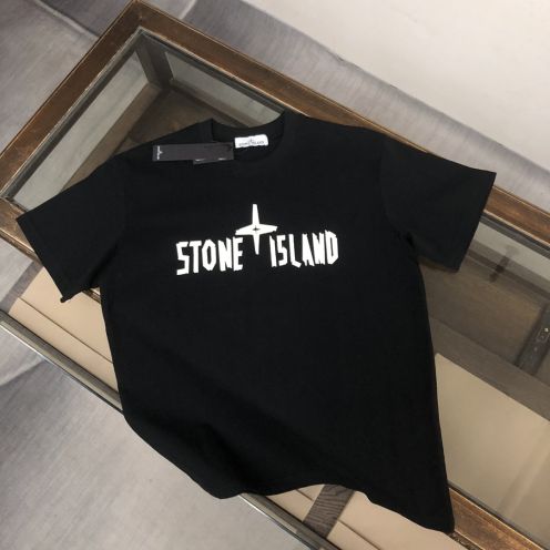 ストーン アイランド ロング t シャツスーパーコピー 日常トップス 純綿トップス ゆったり 人気販売 短袖 4色可選 ブラック