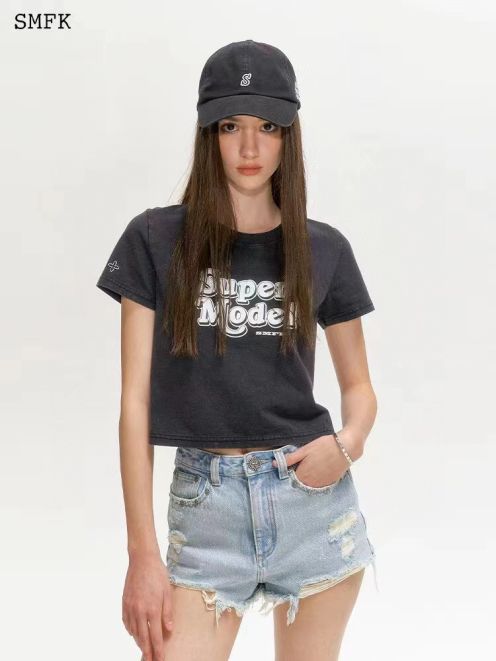 春夏人気定番安いSMFKsm2tシャツ激安通販 夏服 短袖 ショットトップス レディース 純綿 セクシー ブラック