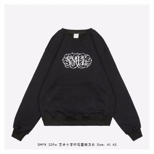 SMFKパーカー imプレミアムコピー シンプル トップス 純綿 柔らかい フードなし 人気 ブラック