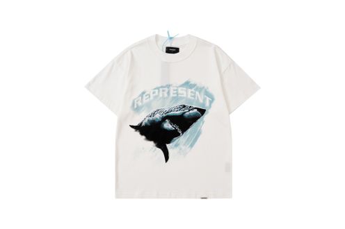 夏 新作登場クリスマスプレゼント tシャツ激安通販 純綿 メンズ サメ 半袖トップス  3色可選 ホワイト