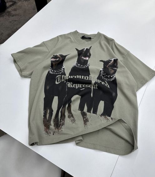 リプレゼント プレゼント アパレルｎ級品 Tシャツ 夏新品 純綿トップス 犬プリント 人気品 グレイ