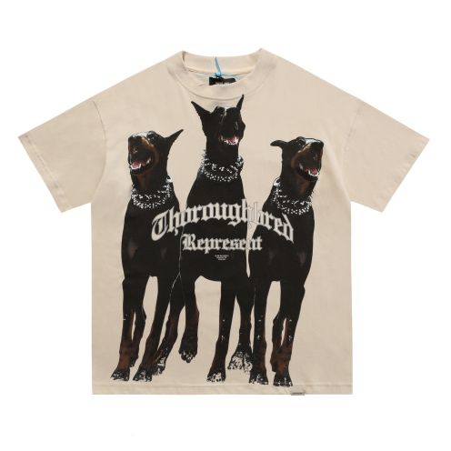 リプレゼント tシャツプレゼント 意味激安通販 Tシャツ 夏新品 純綿トップス 犬プリント 人気品 杏色