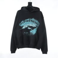 REPRESENT パーカープレゼント意味激安通販 カジュアルトップス 人気もの フード付き 純綿 サメ ブラック