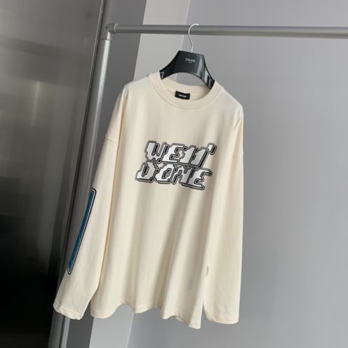 WE11DONE 個性的 トップウェッセルトンスーパーコピー 純綿トップス Tシャツ 長袖 ゆったり 柔らかい ホワイト