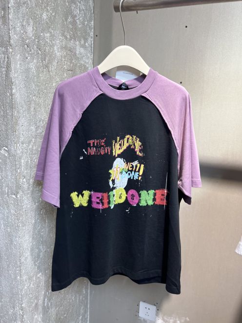 WE11DONE 春夏新作 ウェルダン アパレル激安通販 純綿Tシャツ 短袖 トップス カラフル 2色可選 パープル