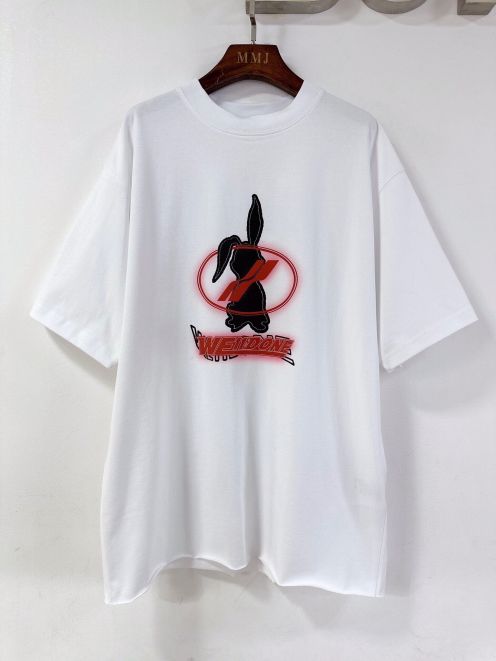 WE11DONE 爽やかな ウェルダン服コピー 純綿Tシャツ 短袖 トップス 兎 人気新作 男女兼用 ホワイト