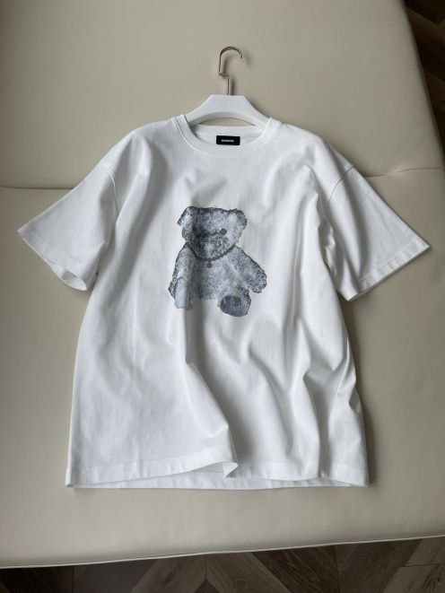 WE11DONE ウェルダントップス激安通販 ブルー熊 Tシャツ 純綿 トップス 男女兼用 ホワイト