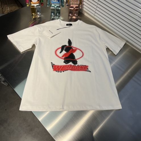 WE11DONE 人気定番 ウェルダンの意味激安通販 Tシャツ 純綿トップス 兎プリント 可愛い 2色可選