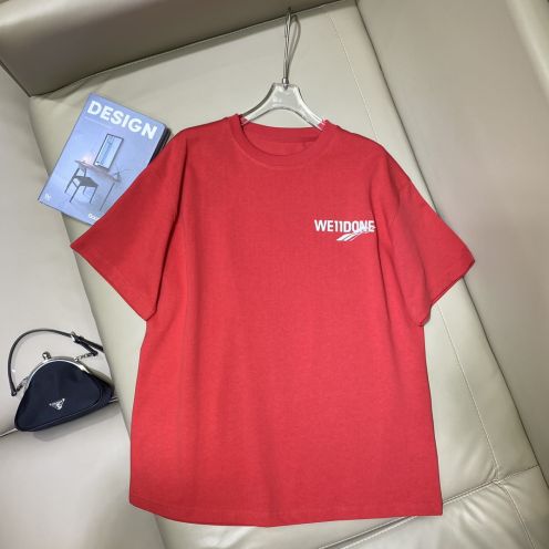 WE11DONE ウェルダンtシャツ偽物 シンプル トップス 純綿 丸首 お買い得豊富な ファッション レッド