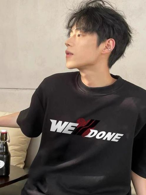 WE11DONE 素敵な ウエルダンとは激安通販 人気 ファッション 純綿 tシャツ トップス 品質保証安い 2色可選