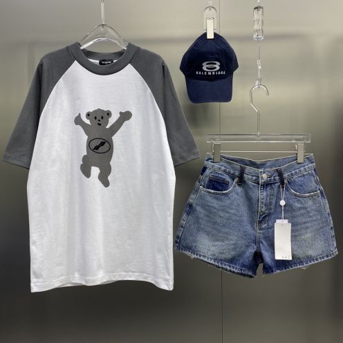WE11DONE 春夏新作 ウェルダン 日本語ｎ級品 人気品 Tシャツ 純綿トップス シンプル グレイ