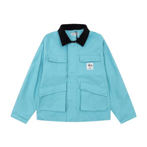 stussy 爆買い大得価 ステューシーセットアップ偽物 シンプル ジャケット 人気品 アウター ファッション ブルー