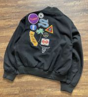 ステューシー アメリカスーパーコピー アウター 野球服 プリント ジャケット ランニング 運動 ファッション ブラック