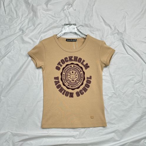 お買い得大人気 アクネストゥディオズ tシャツｎ級品 純綿 丸首 トップス 短袖 ファッション感アップ ブラウン