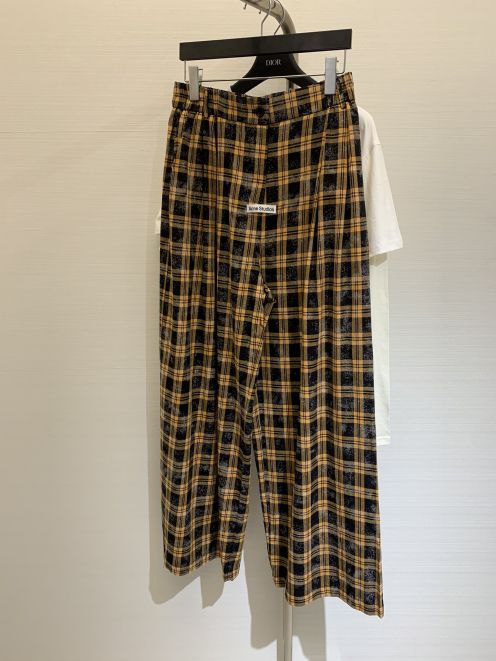 アクネストゥディオズ パンツ メンズｎ級品 カジュアル パンツ 筒形 格子模様 大人気 柔らかい 品質保証 イエロー