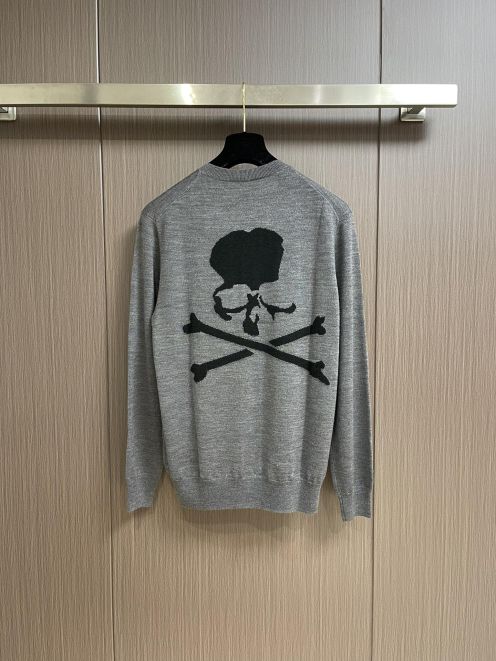 マスターマインド 服ｎ級品 ウール ファッション カジュアルトップス 柔らかい 日本大販売 髑髏ロゴ 暖かい グレイ