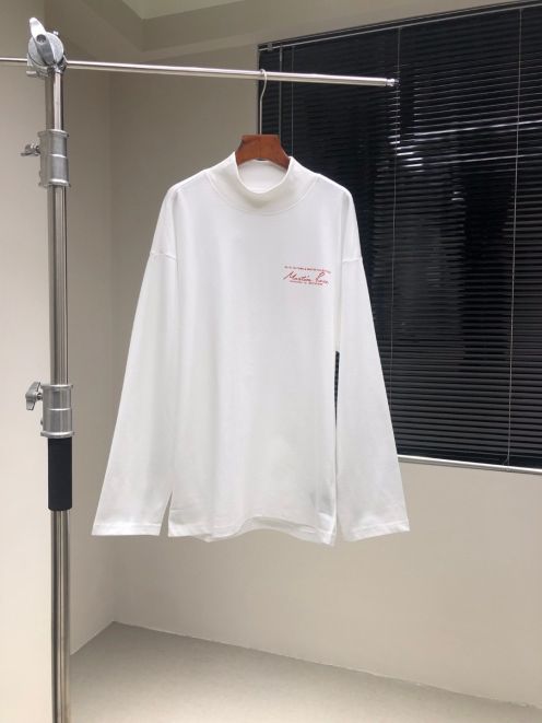 お得100%新品 マーティンネックレス偽物 純綿 トップス 長袖 tシャツ シンプル ハイネック カシュクール ホワイト