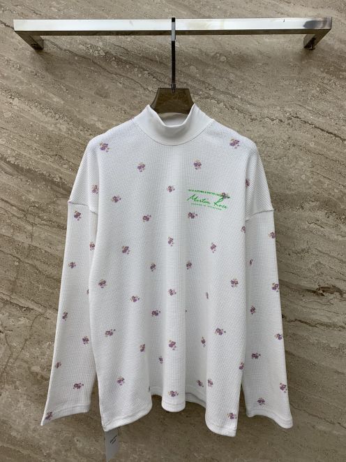 人気定番豊富な マーティンローズ パーカー激安通販 人気新作 花プリント 秋冬服 トップス 青春 ファッション ハイネック ホワイト