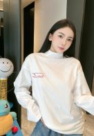マーティンローズナイキ激安通販 純綿 トップス 長袖 tシャツ シンプル ファッション ハイネック ゆったり ホワイト