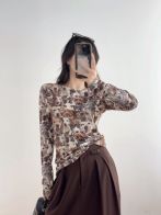 人気定番豊富な マーティンローズ セールｎ級品 純綿 トップス 長袖 tシャツ カラフル 犬プリント 弾性がいい ブラック