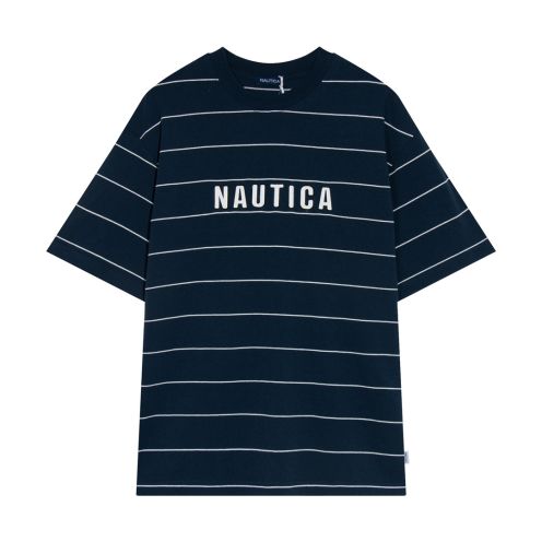 ノーティカtシャツ激安通販 人気定番 トップス ゆーたり 縞 ロゴプリント 爽やか 夏服 柔らかい 半袖 ブラック
