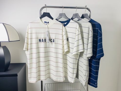 ノーティカ 半袖シャツスーパーコピー 純綿 人気tシャツ トップス 短袖 縞 ゆったり 品質保証 シンプル 男女兼用 4色可選