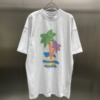夏新作‼パームエンジェルス クマ tシャツコピー 純綿 カラフルのココヤシプリント 短袖 シンプル 大人気 ホワイト