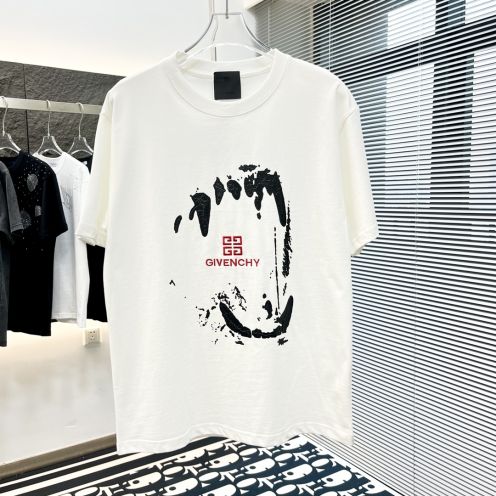 抜群の吸汗性 ジバンシィ トップス激安通販 純綿 トップス Tシャツ 半袖 プリント シンプル 人気新作 ファッション 2色可選 ホワイト