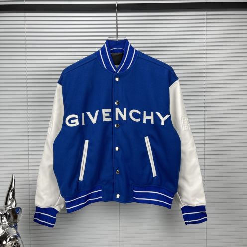 ジバンシー アウター偽物 暖かいトップス 野球服 ジャケット 厚い ロゴプリント ランニング カップル 2色可選 ブルー